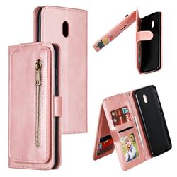 Multifunction 9 Cards Leather Zipper Wallet Phone Case for Mi Xiaomi Redmi 8A - Rose Gold