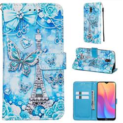 Tower Butterfly Matte Leather Wallet Phone Case for Mi Xiaomi Redmi 8A