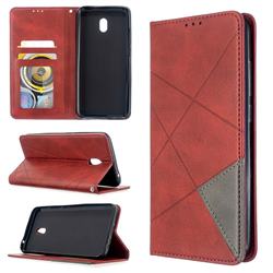 Prismatic Slim Magnetic Sucking Stitching Wallet Flip Cover for Mi Xiaomi Redmi 8A - Red