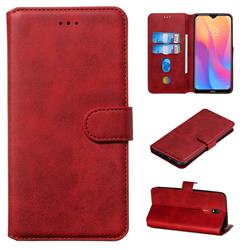 Retro Calf Matte Leather Wallet Phone Case for Mi Xiaomi Redmi 8A - Red