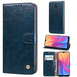 Luxury Retro Oil Wax PU Leather Wallet Phone Case for Mi Xiaomi Redmi 8A - Sapphire