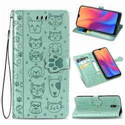 Embossing Dog Paw Kitten and Puppy Leather Wallet Case for Mi Xiaomi Redmi 8A - Green