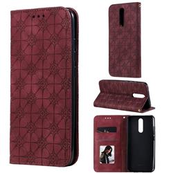 Intricate Embossing Four Leaf Clover Leather Wallet Case for Mi Xiaomi Redmi 8A - Claret