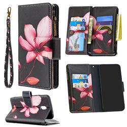 Lotus Flower Binfen Color BF03 Retro Zipper Leather Wallet Phone Case for Mi Xiaomi Redmi 8A