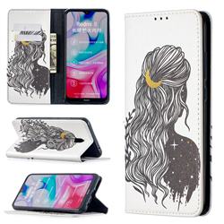 Girl with Long Hair Slim Magnetic Attraction Wallet Flip Cover for Mi Xiaomi Redmi 8A