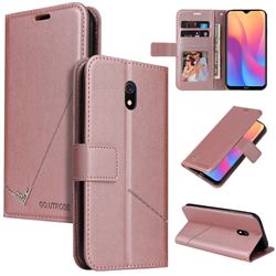 GQ.UTROBE Right Angle Silver Pendant Leather Wallet Phone Case for Mi Xiaomi Redmi 8A - Rose Gold