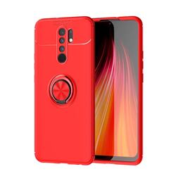 Auto Focus Invisible Ring Holder Soft Phone Case for Xiaomi Redmi 9 - Red