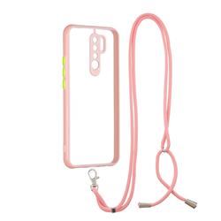 Necklace Cross-body Lanyard Strap Cord Phone Case Cover for Xiaomi Redmi 9 - Pink