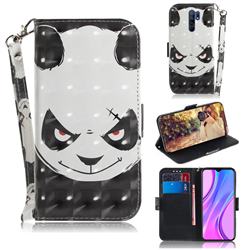 Angry Bear 3D Painted Leather Wallet Phone Case for Xiaomi Redmi 9