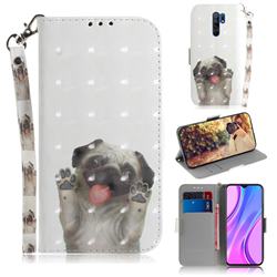 Pug Dog 3D Painted Leather Wallet Phone Case for Xiaomi Redmi 9