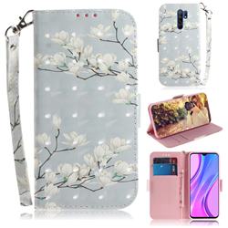 Magnolia Flower 3D Painted Leather Wallet Phone Case for Xiaomi Redmi 9