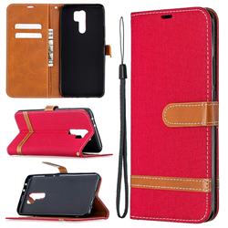 Jeans Cowboy Denim Leather Wallet Case for Xiaomi Redmi 9 - Red