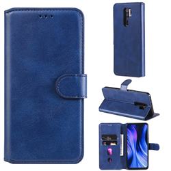 Retro Calf Matte Leather Wallet Phone Case for Xiaomi Redmi 9 - Blue