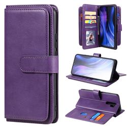 Multi-function Ten Card Slots and Photo Frame PU Leather Wallet Phone Case Cover for Xiaomi Redmi 9 - Violet