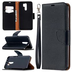 Classic Luxury Litchi Leather Phone Wallet Case for Xiaomi Redmi 9 - Black