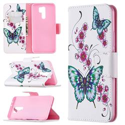 Peach Butterflies Leather Wallet Case for Xiaomi Redmi 9