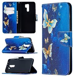 Golden Butterflies Leather Wallet Case for Xiaomi Redmi 9