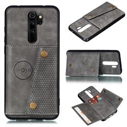 Retro Multifunction Card Slots Stand Leather Coated Phone Back Cover for Xiaomi Redmi 9 - Gray