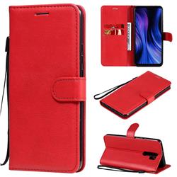 Retro Greek Classic Smooth PU Leather Wallet Phone Case for Xiaomi Redmi 9 - Red