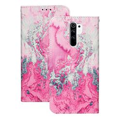 Pink Seawater PU Leather Wallet Case for Xiaomi Redmi 9