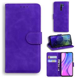 Retro Classic Skin Feel Leather Wallet Phone Case for Xiaomi Redmi 9 - Purple