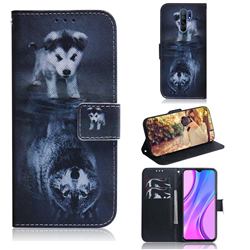 Wolf and Dog PU Leather Wallet Case for Xiaomi Redmi 9