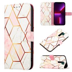 Pink White Marble Leather Wallet Protective Case for Xiaomi Redmi 9