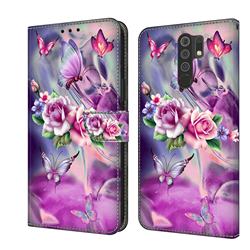 Flower Butterflies Crystal PU Leather Protective Wallet Case Cover for Xiaomi Redmi 9