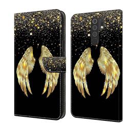 Golden Angel Wings Crystal PU Leather Protective Wallet Case Cover for Xiaomi Redmi 9