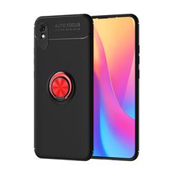 Auto Focus Invisible Ring Holder Soft Phone Case for Xiaomi Redmi 9A - Black Red