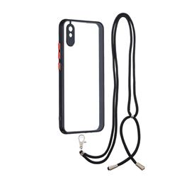 Necklace Cross-body Lanyard Strap Cord Phone Case Cover for Xiaomi Redmi 9A - Black