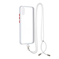 Necklace Cross-body Lanyard Strap Cord Phone Case Cover for Xiaomi Redmi 9A - White
