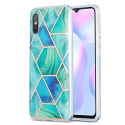 Green Glacier Marble Pattern Galvanized Electroplating Protective Case Cover for Xiaomi Redmi 9A