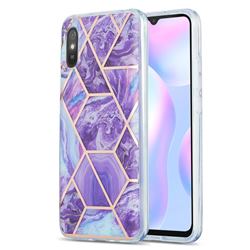 Purple Gagic Marble Pattern Galvanized Electroplating Protective Case Cover for Xiaomi Redmi 9A