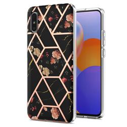 Black Rose Flower Marble Electroplating Protective Case Cover for Xiaomi Redmi 9A