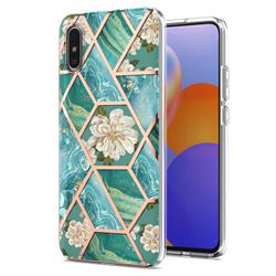 Blue Chrysanthemum Marble Electroplating Protective Case Cover for Xiaomi Redmi 9A