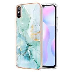 Green Silk Electroplated Gold Frame 2.0 Thickness Plating Marble IMD Soft Back Cover for Xiaomi Redmi 9A