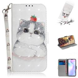 Cute Tomato Cat 3D Painted Leather Wallet Phone Case for Xiaomi Redmi 9A