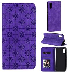 Intricate Embossing Four Leaf Clover Leather Wallet Case for Xiaomi Redmi 9A - Purple