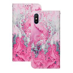 Pink Seawater PU Leather Wallet Case for Xiaomi Redmi 9A