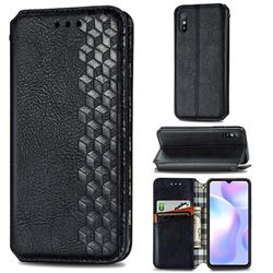 Ultra Slim Fashion Business Card Magnetic Automatic Suction Leather Flip Cover for Xiaomi Redmi 9A - Black