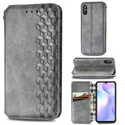 Ultra Slim Fashion Business Card Magnetic Automatic Suction Leather Flip Cover for Xiaomi Redmi 9A - Grey