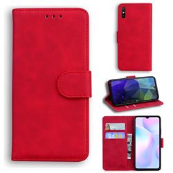 Retro Classic Skin Feel Leather Wallet Phone Case for Xiaomi Redmi 9A - Red