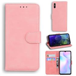 Retro Classic Skin Feel Leather Wallet Phone Case for Xiaomi Redmi 9A - Pink