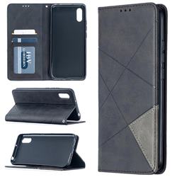 Prismatic Slim Magnetic Sucking Stitching Wallet Flip Cover for Xiaomi Redmi 9A - Black