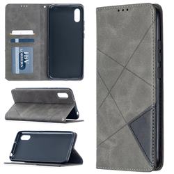 Prismatic Slim Magnetic Sucking Stitching Wallet Flip Cover for Xiaomi Redmi 9A - Gray