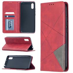 Prismatic Slim Magnetic Sucking Stitching Wallet Flip Cover for Xiaomi Redmi 9A - Red