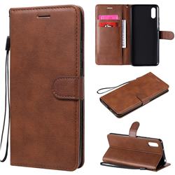 Retro Greek Classic Smooth PU Leather Wallet Phone Case for Xiaomi Redmi 9A - Brown
