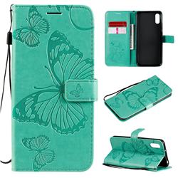 Embossing 3D Butterfly Leather Wallet Case for Xiaomi Redmi 9A - Green