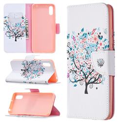 Colorful Tree Leather Wallet Case for Xiaomi Redmi 9A